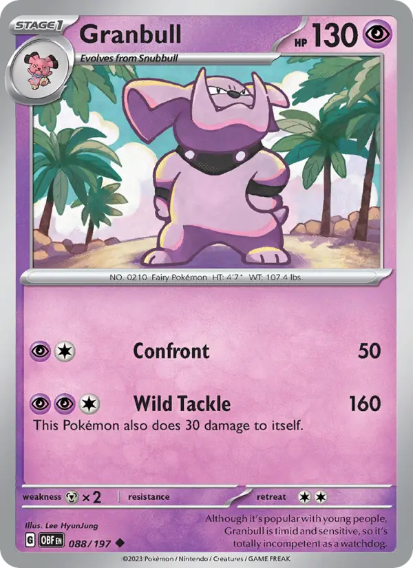 Granbull 088 Obsidian Flames (SV3) Pokemon Card
