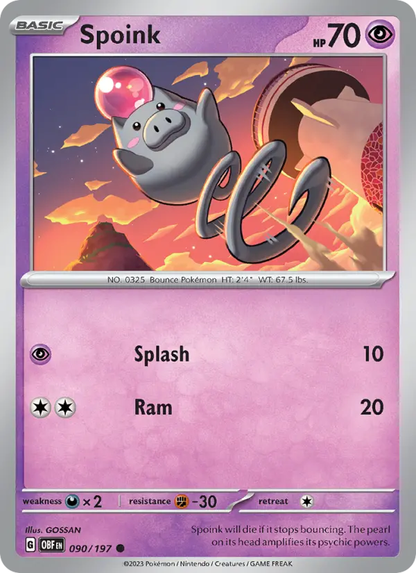 Spoink 090 Obsidian Flames (SV3) Pokemon Card