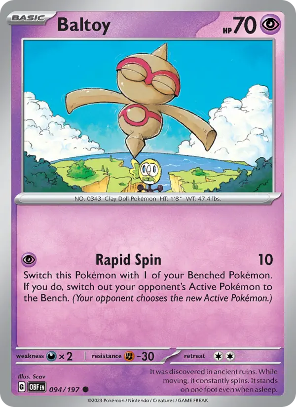 Baltoy 094 Obsidian Flames (SV3) Pokemon Card