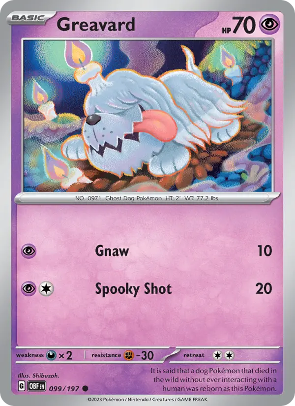 Greavard 099 Obsidian Flames (SV3) Pokemon Card