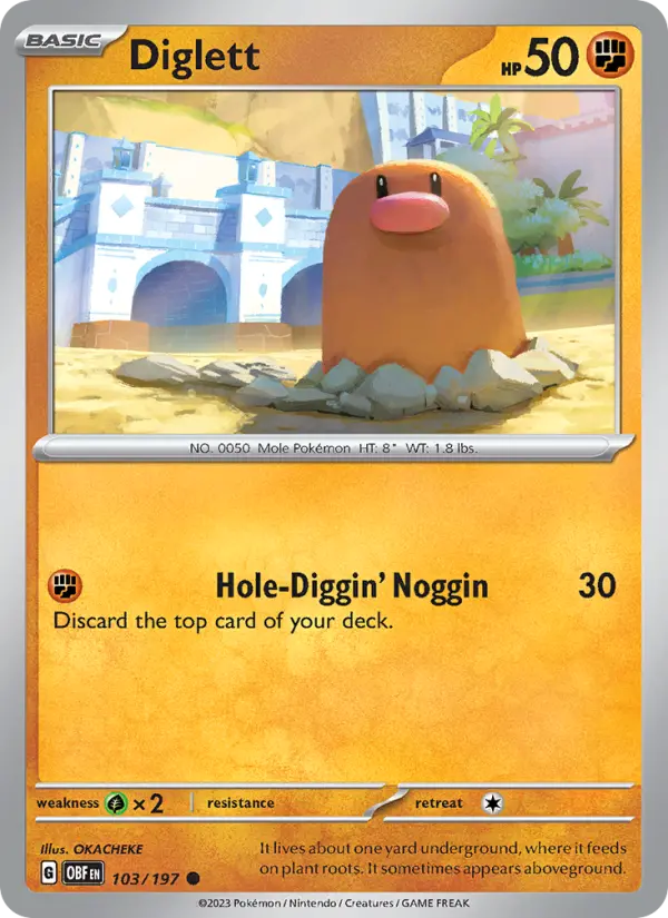 Diglett 103 Obsidian Flames (SV3) Pokemon Card