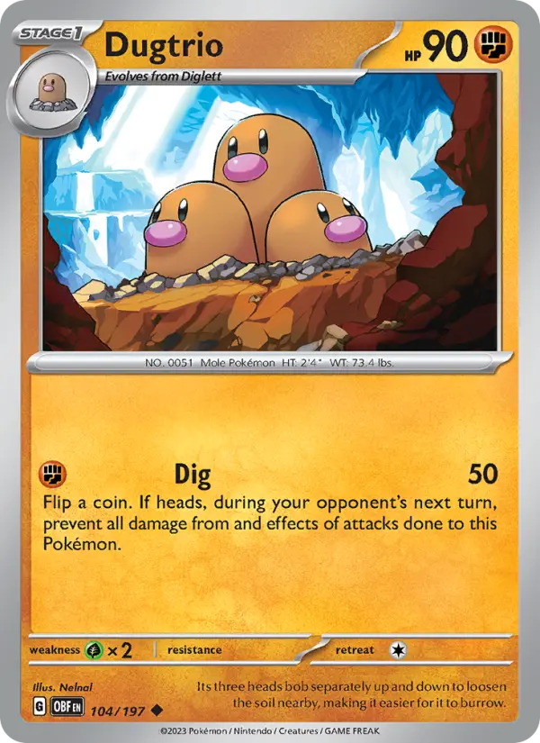 Dugtrio 104 Obsidian Flames (SV3) Pokemon Card