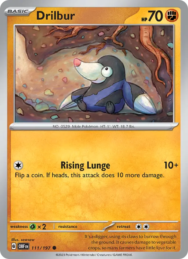 Drilbur 111 Obsidian Flames (SV3) Pokemon Card