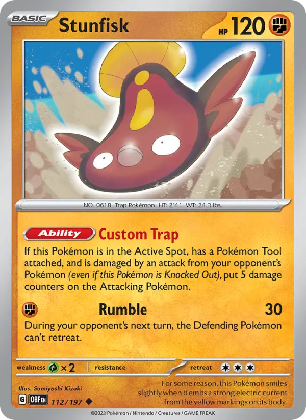 Stunfisk 112 Obsidian Flames (SV3) Pokemon Card