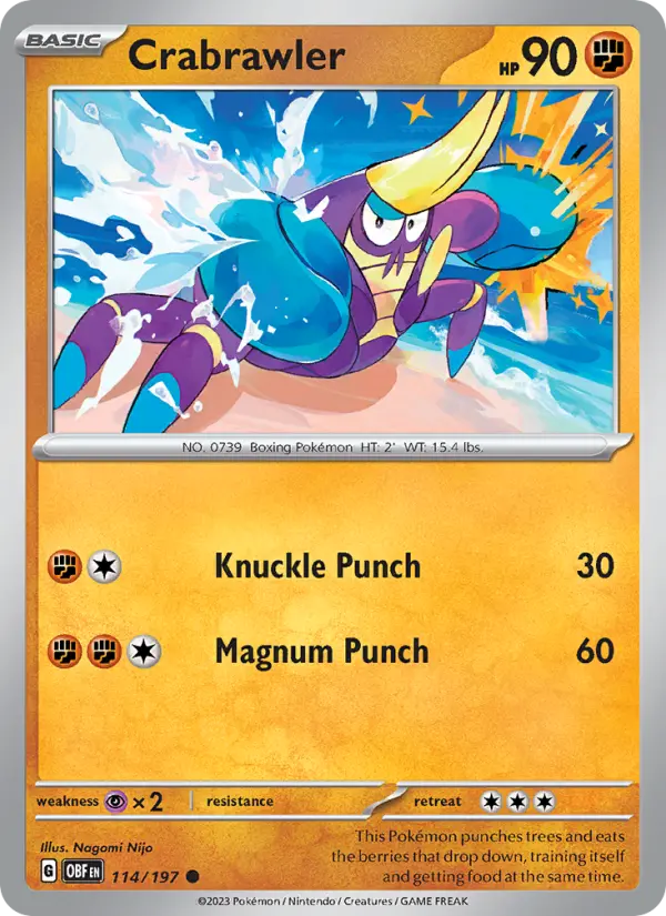 Crabrawler 114 Obsidian Flames (SV3) Pokemon Card