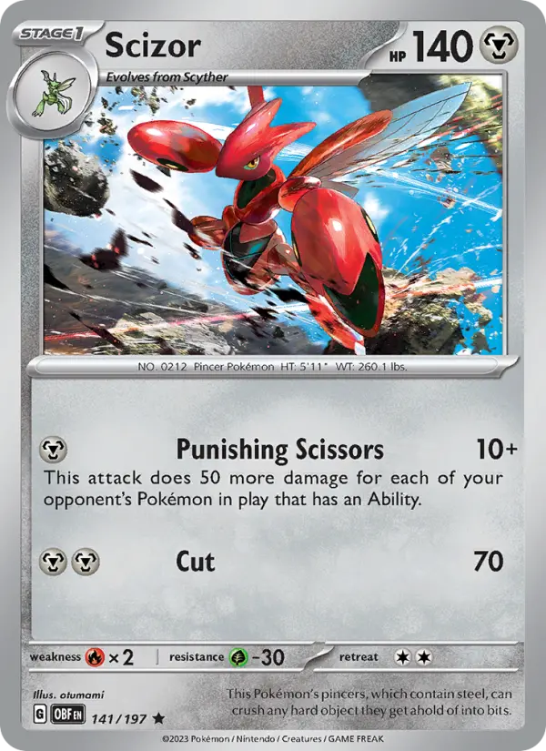 Scizor 141 Obsidian Flames (SV3) Pokemon Card