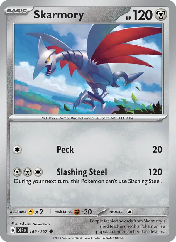 Skarmory 142 Obsidian Flames (SV3) Pokemon Card
