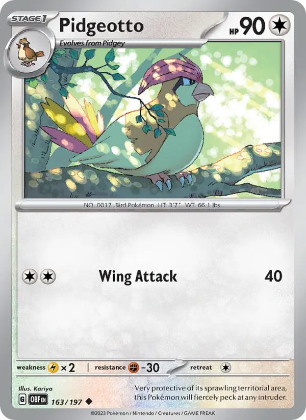 Pidgeotto 163 Obsidian Flames (SV3) Pokemon Card