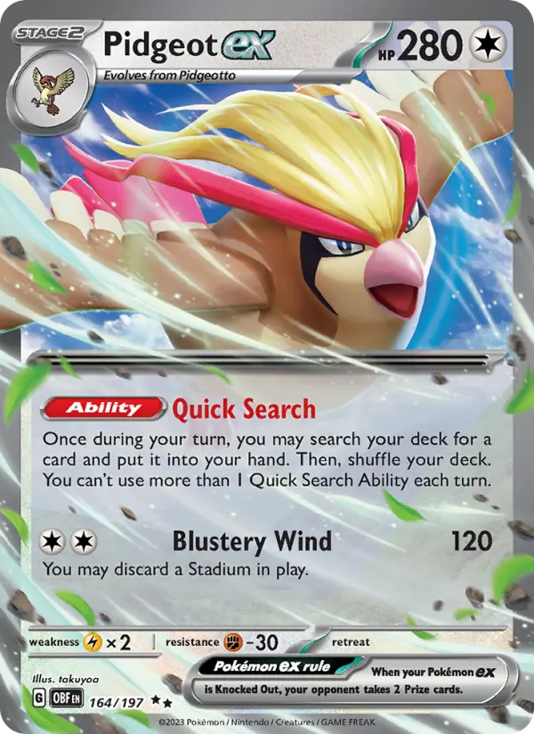 Pidgeot ex 164 Obsidian Flames (SV3) Pokemon Card
