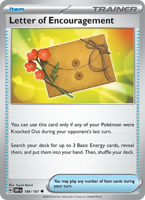 Letter of Encouragement 189 Obsidian Flames (SV3) Pokemon Card