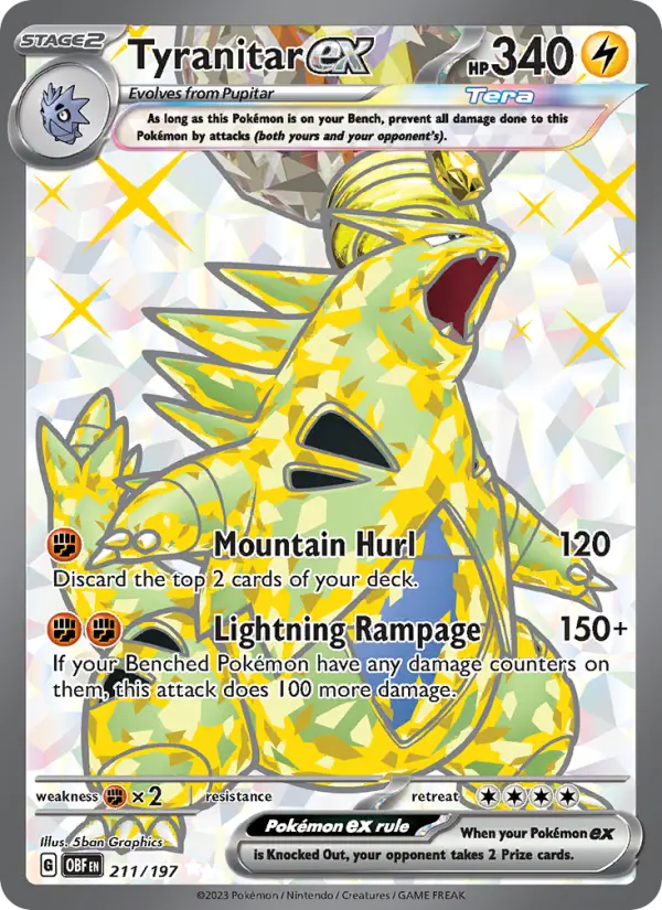 Tyranitar ex 211 Obsidian Flames (SV3) Pokemon Card