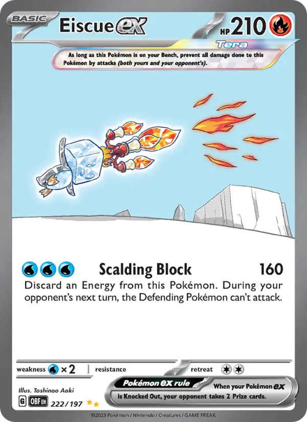 Eiscue ex 222 Obsidian Flames (SV3) Pokemon Card