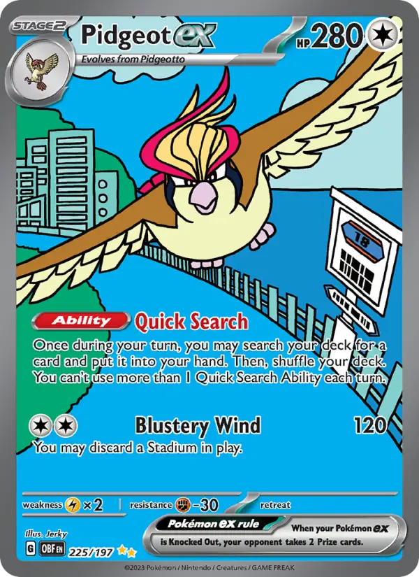 Pidgeot ex 225 Obsidian Flames (SV3) Pokemon Card