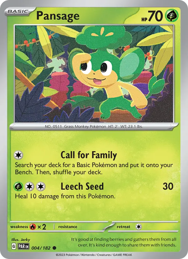 Pansage 004 Paradox Rift (SV4) Pokemon Card