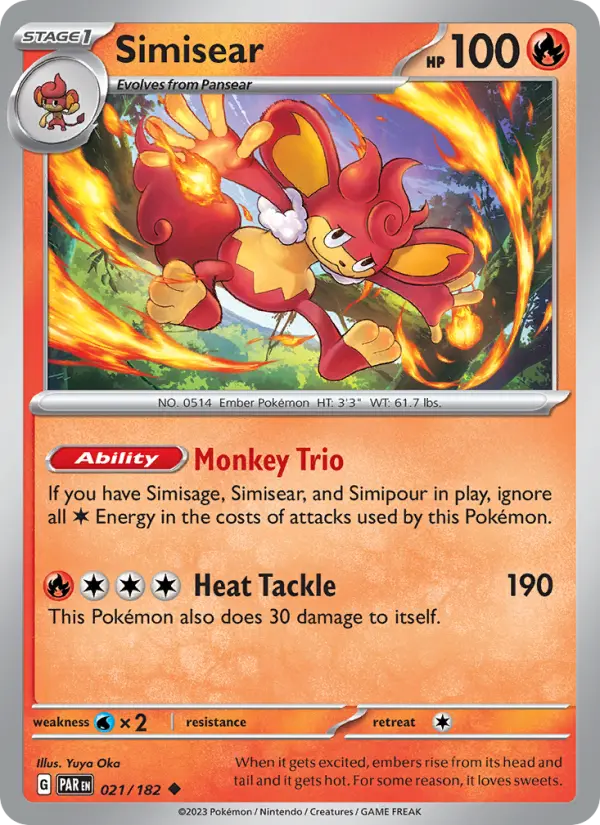 Simisear 021 Paradox Rift (SV4) Pokemon Card
