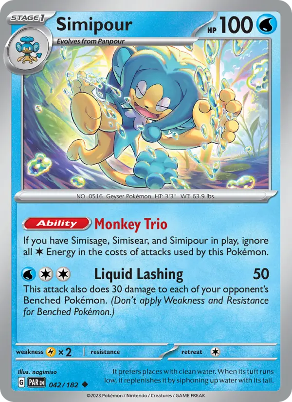 Simipour 042 Paradox Rift (SV4) Pokemon Card