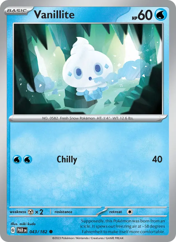 Vanillite 043 Paradox Rift (SV4) Pokemon Card