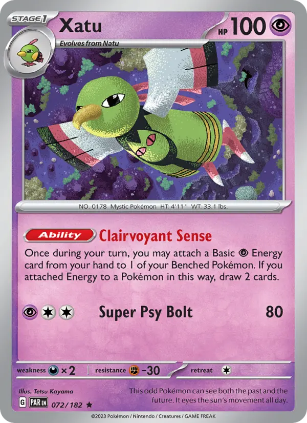Xatu 072 Paradox Rift (SV4) Pokemon Card