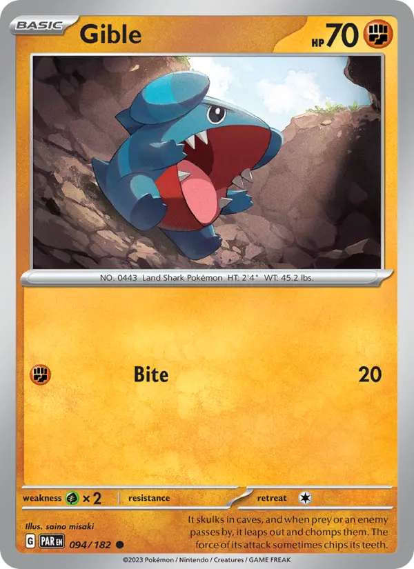 Gible 094 Paradox Rift (SV4) Pokemon Card