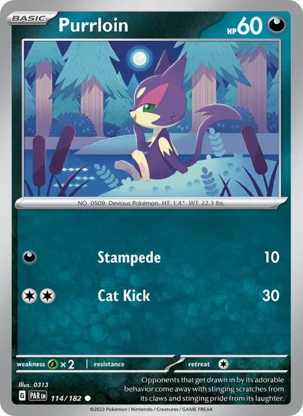 Purrloin 114 Paradox Rift (SV4) Pokemon Card