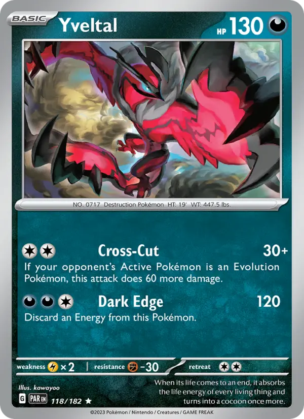 Yveltal 118 Paradox Rift (SV4) Pokemon Card