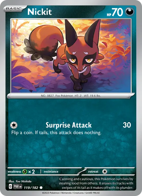 Nickit 119 Paradox Rift (SV4) Pokemon Card