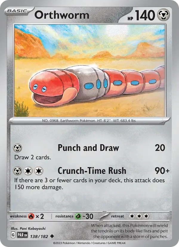Orthworm 138 Paradox Rift (SV4) Pokemon Card