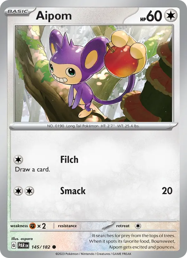 Aipom 145 Paradox Rift (SV4) Pokemon Card
