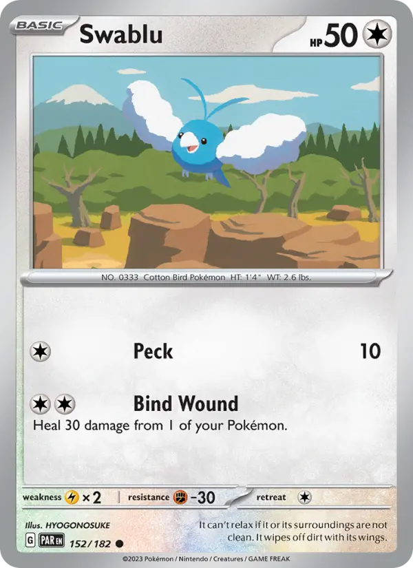 Swablu 152 Paradox Rift (SV4) Pokemon Card