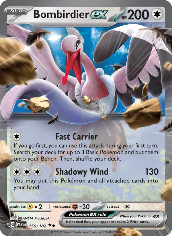 Bombirdier ex 156 Paradox Rift (SV4) Pokemon Card