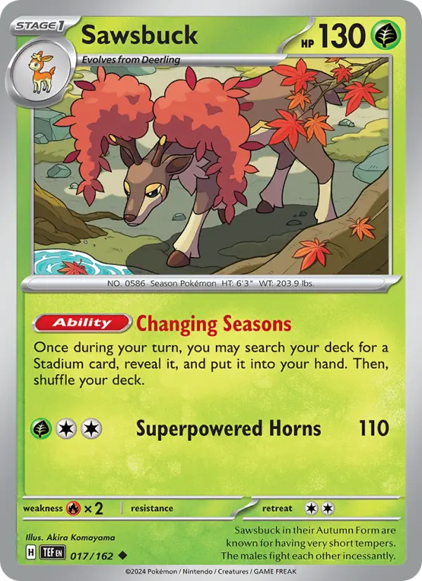 Sawsbuck 017 Temporal Forces (SV5) Pokemon Card