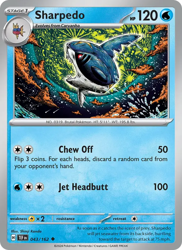 Sharpedo 043 Temporal Forces (SV5) Pokemon Card