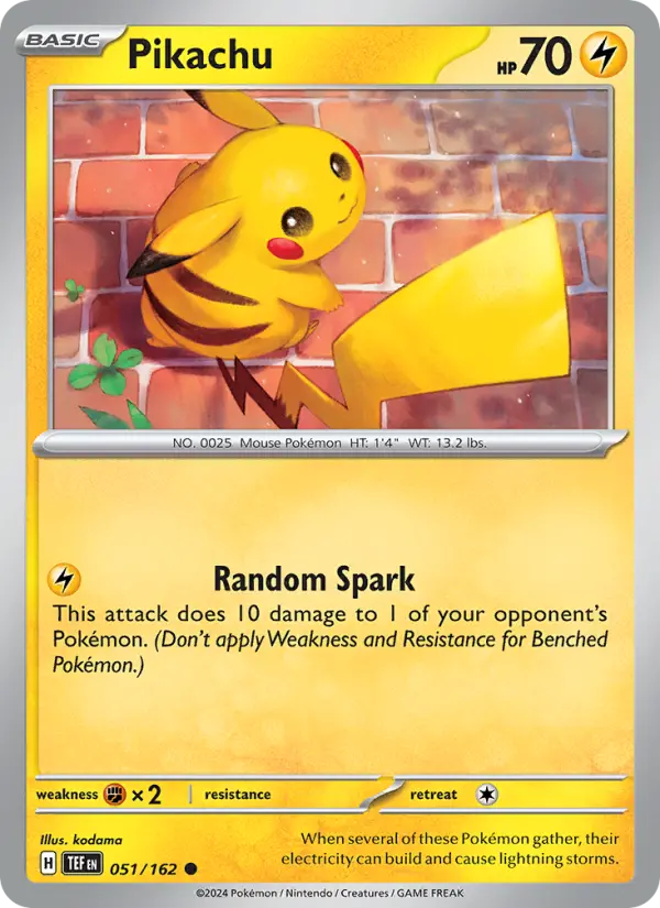 Pikachu 051 Temporal Forces (SV5) Pokemon Card