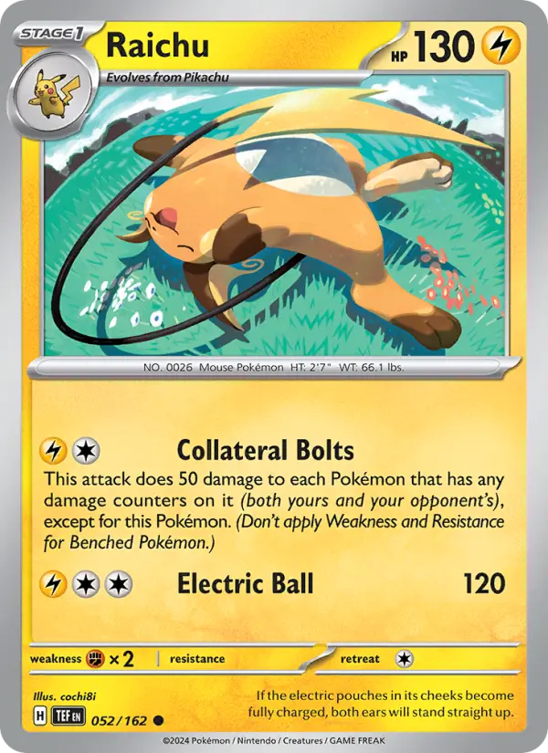 Raichu 052 Temporal Forces (SV5) Pokemon Card