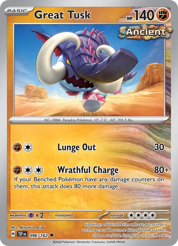 Great Tusk 096 Temporal Forces (SV5) Pokemon Card