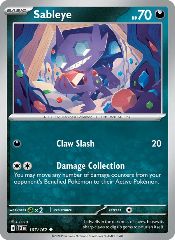 Sableye 107 Temporal Forces (SV5) Pokemon Card