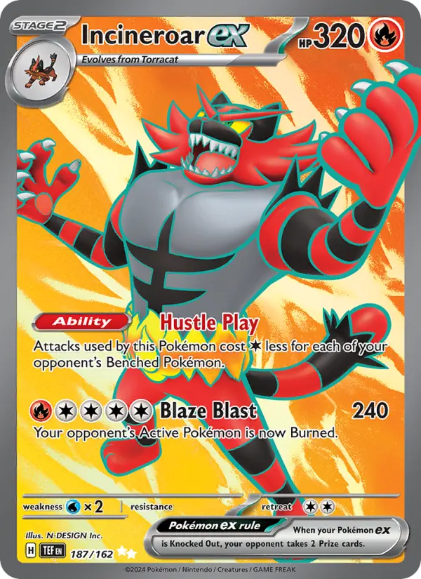 Incineroar ex 187 Temporal Forces (SV5) Pokemon Card
