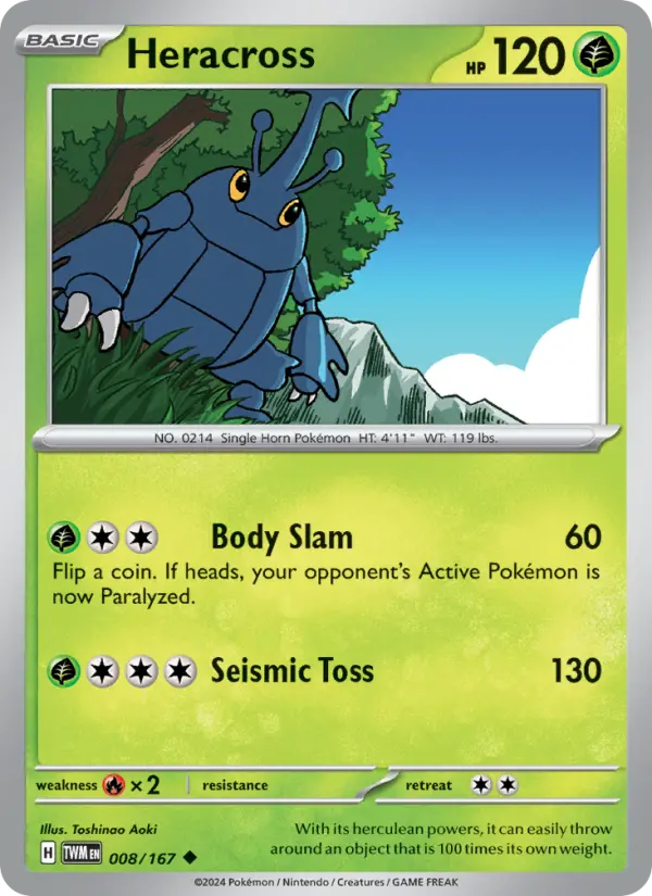 Heracross 008 Twilight Masquerade (SV6) Pokemon Card