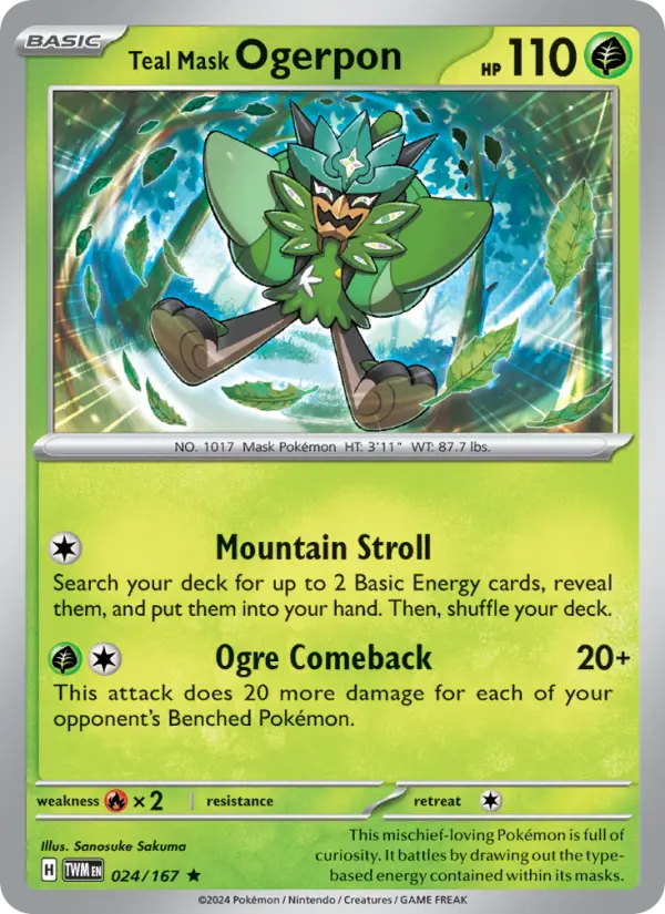 Teal Mask Ogerpon 024 Twilight Masquerade (SV6) Pokemon Card