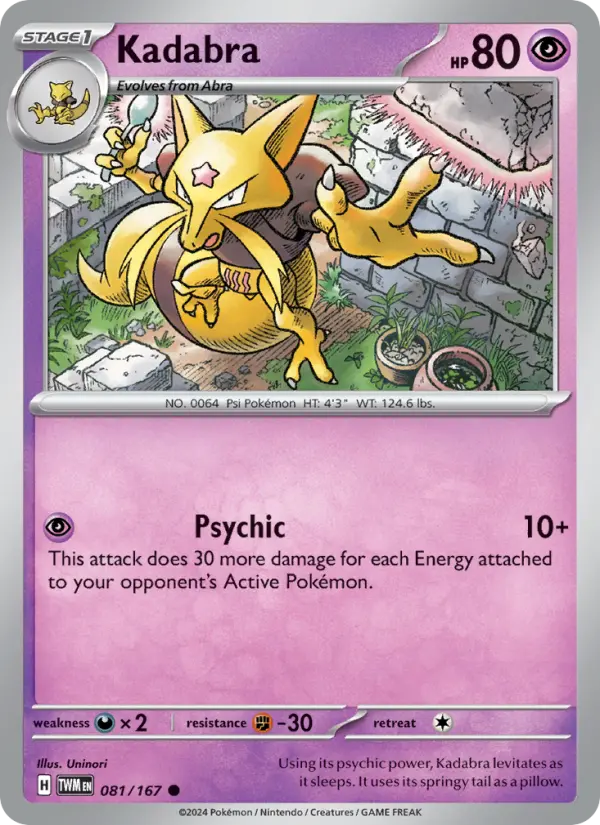 Kadabra 081 Twilight Masquerade (SV6) Pokemon Card