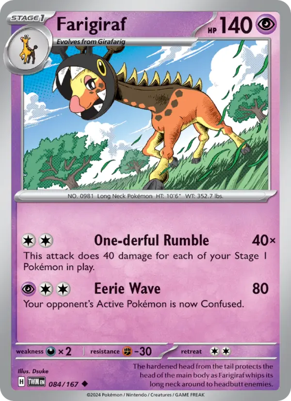 Farigiraf 084 Twilight Masquerade (SV6) Pokemon Card