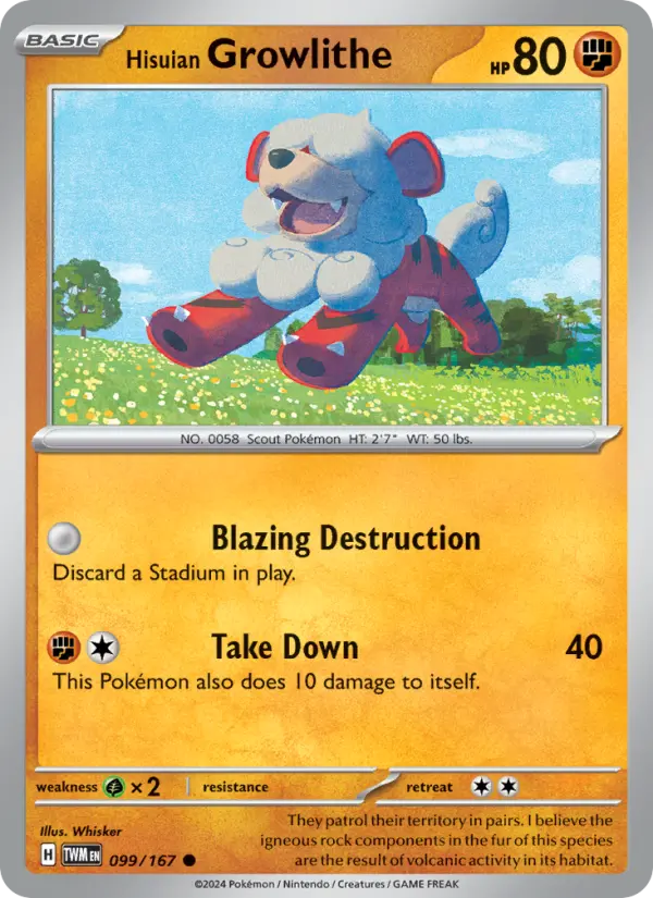 Hisuian Growlithe 099 Twilight Masquerade (SV6) Pokemon Card