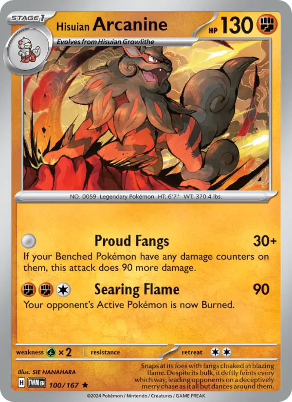 Hisuian Arcanine 100 Twilight Masquerade (SV6) Pokemon Card