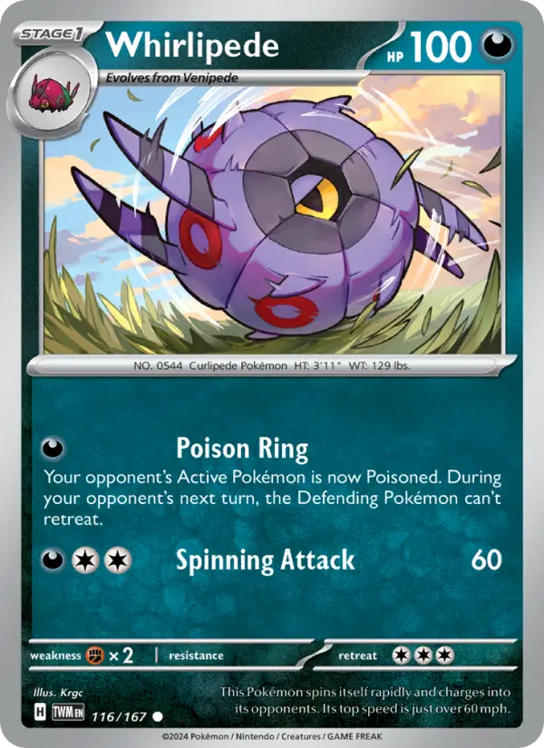 Whirlipede 116 Twilight Masquerade (SV6) Pokemon Card