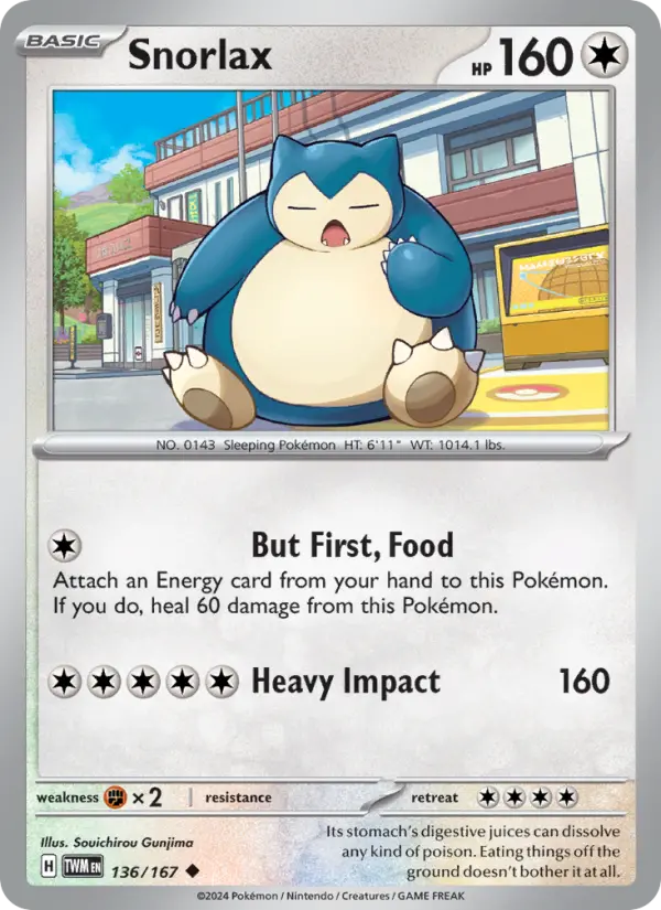Snorlax 136 Twilight Masquerade (SV6) Pokemon Card