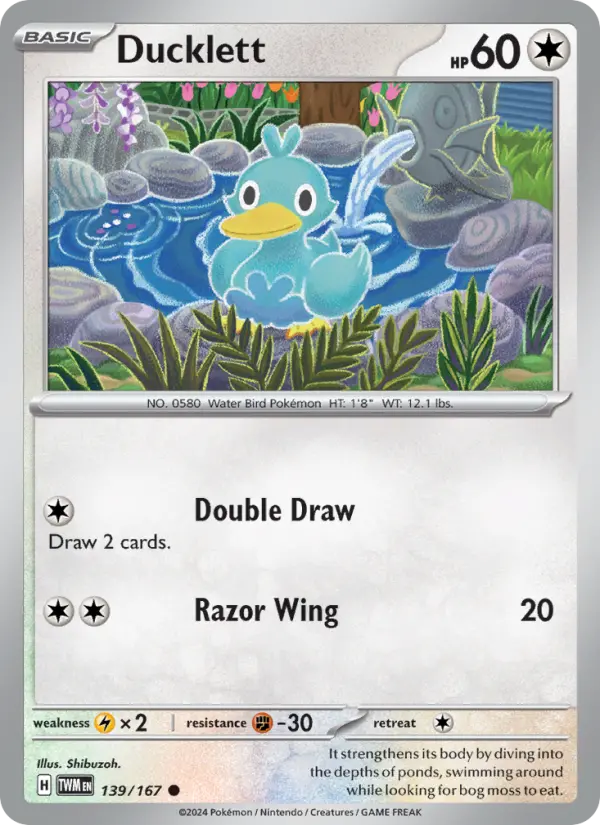 Ducklett 139 Twilight Masquerade (SV6) Pokemon Card