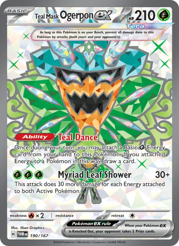 Teal Mask Ogerpon ex 190 Twilight Masquerade (SV6) Pokemon Card