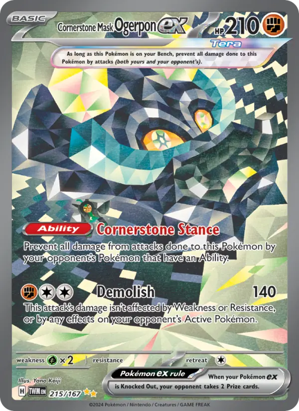 Cornerstone Mask Ogerpon ex 215 Twilight Masquerade (SV6) Pokemon Card