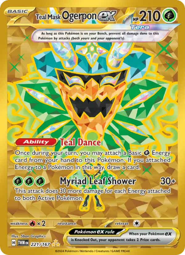 Teal Mask Ogerpon ex 221 Twilight Masquerade (SV6) Pokemon Card