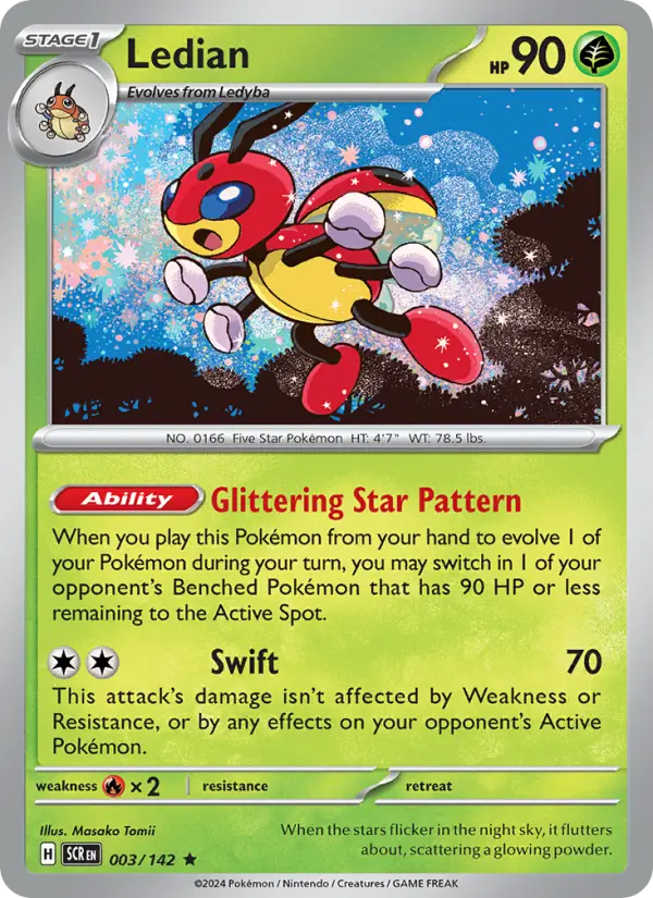 Ledian 003 Stellar Crown (SV7) Pokemon Card